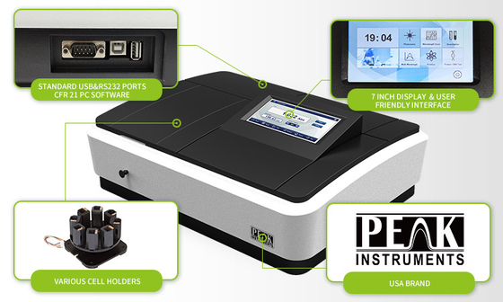 LCD touch screen Lampada a xenone 2nm doppio raggio UV spettrophotometro visibile con usb HOST data output